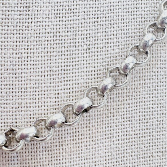 VTG Sterling Silver 925 Round Link Chain Necklace Lobster Clasp Size 24" Length - Picture 4 of 10